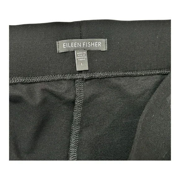 Eileen Fisher Stretch Crepe Straight Pant Women Size Large Black | Quiet Luxury - Picture 4 of 11